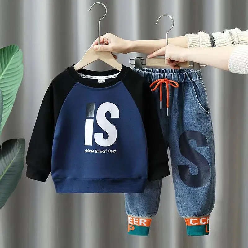 

Kids Boys Spring Suit Two Piece Set New Autumn Childrens Handsome Sweatshirt Medium And Big Childrens Sportswear Kids Outfits