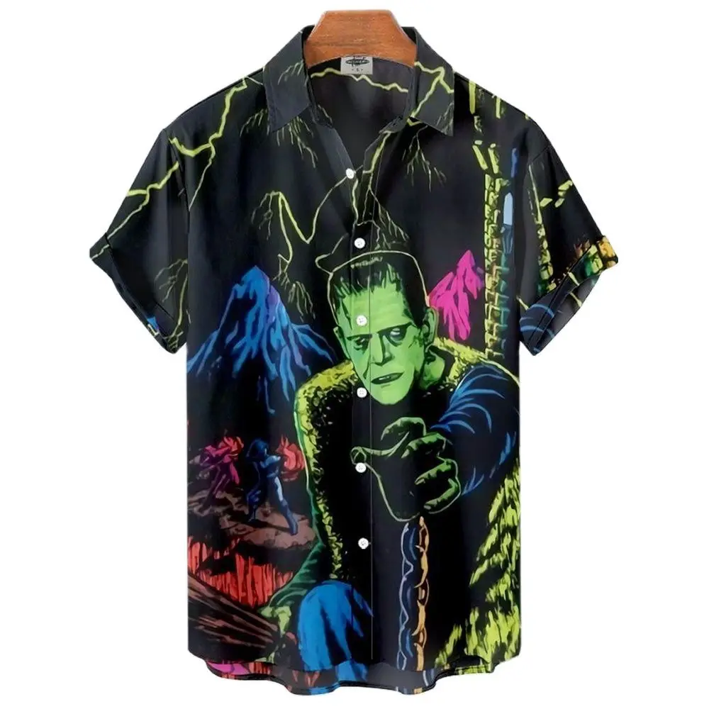 

2023 3d Print Men's Shirts Street Culture Shirts Movie Characters Horror Men Clothing Streetwear Hip Hop Fashion Short-sleeved