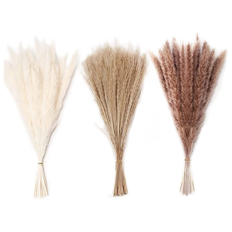 

90Pcs Pampas Grass Decor - Pompous Grass/Dried Pompas Grass Branches For Flower Arrangements Boho Home Decor