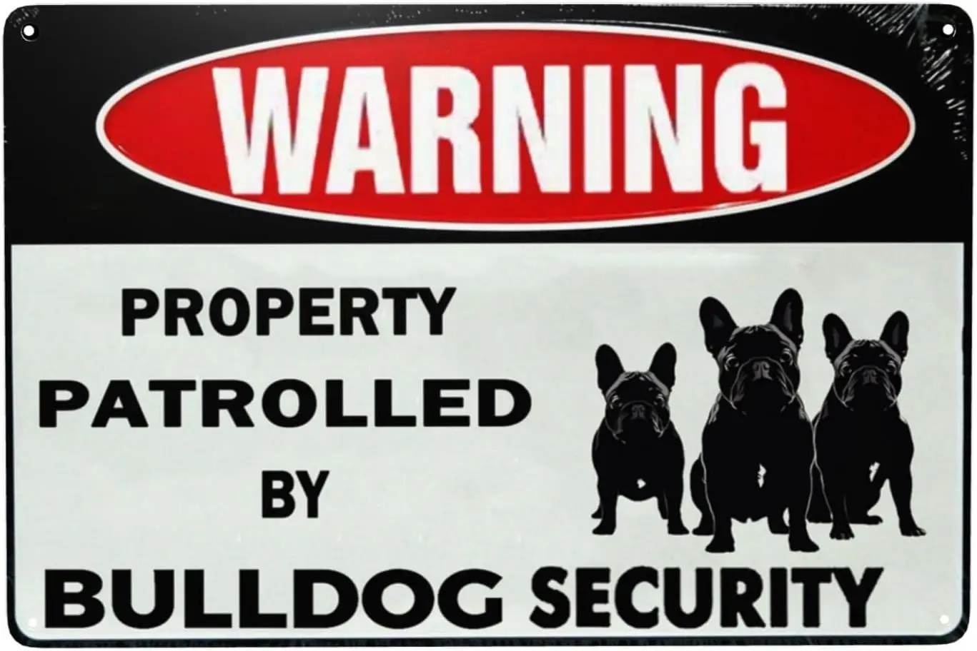 Wrnng Property управляемая Bulldog Securty Sgn for Decorcessores Gft Lover Funny Metl Tn Outdoor n