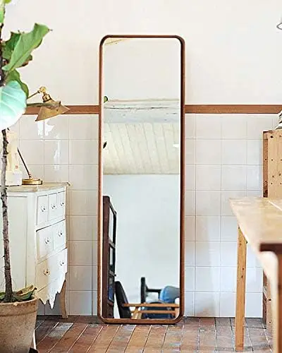 

Полноразмерное зеркало, напольное зеркало с подставкой, бук, закругленные углы, деревянная рама, Деревенское зеркало, отдельно стоящее или Монтируемое, для кровати