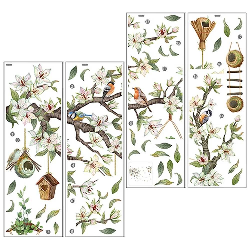 

Living Room Bird Floral Decals Flower Pvc Branch Pattern Removable