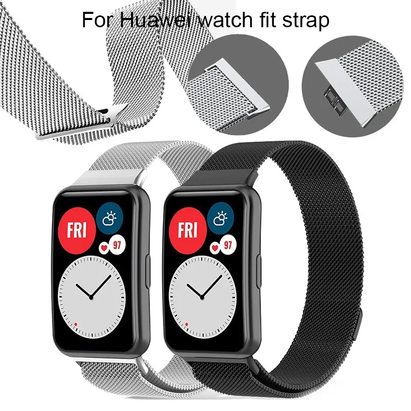Magnetic Loop Band For Huawei Watch Fit Strap Accessories stainless steel belt metal smartwatch bracelet huawei watch fit strap
