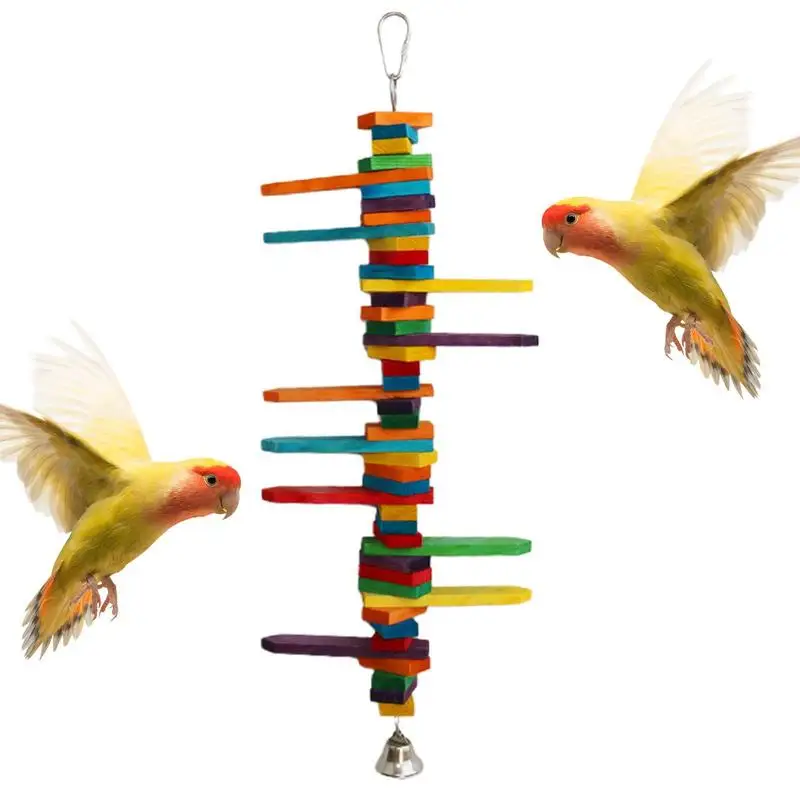 

Игрушки для попугаев, клетка для попугаев, игрушка для кусания, игрушки для жевания птиц, деревянная натуральная разноцветная игрушка для жевания с деревянными блоками и