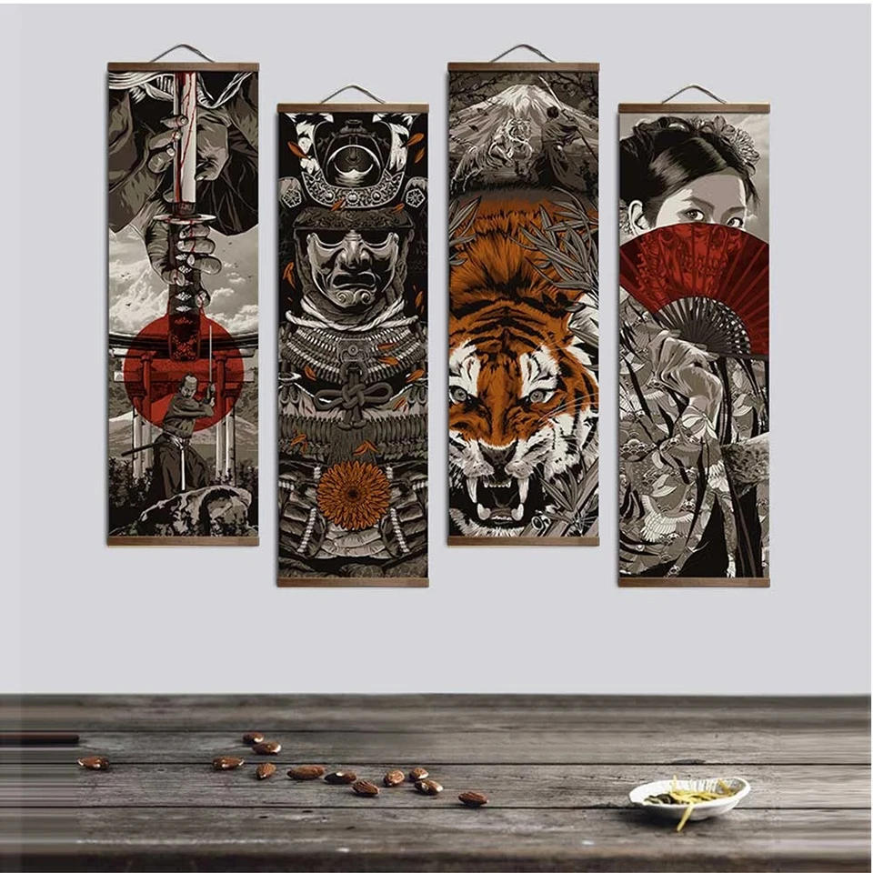 

Japanese Samurai Ukiyoe Tiger 5D Diamond Painting Cross Stitch Embroidery Kit Full Diamond Mosaic Needlework Art Wall Decor Home