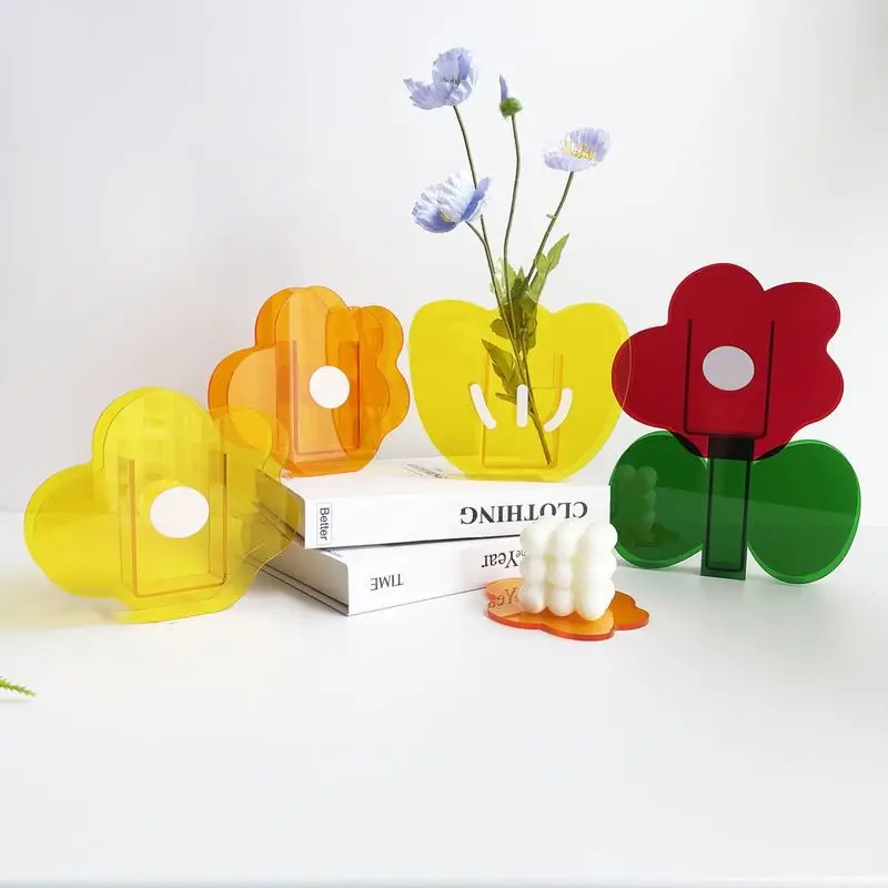

Rainbow Color Acrylic Vases Floral Container Decorative Shop Design Wedding Party Home Office Decoration