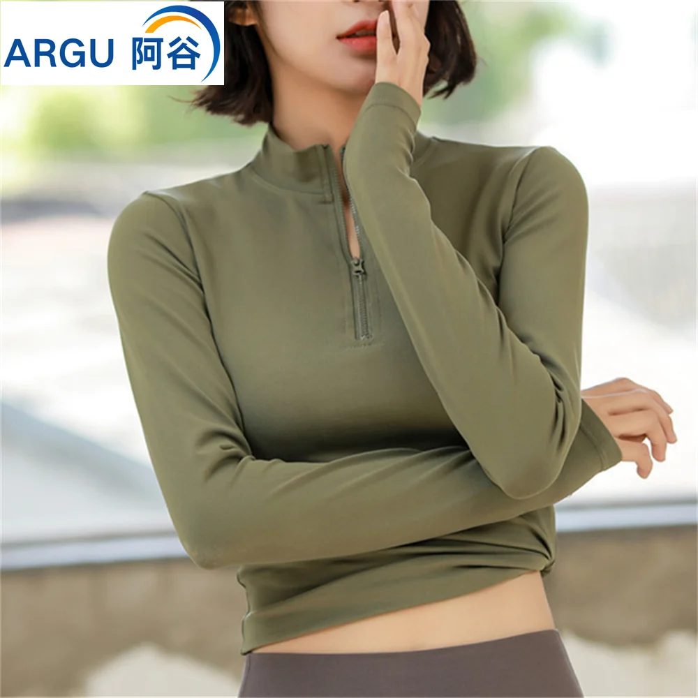 

Half-zip Sports Jacket for Women Long Sleeve Stand Collar Quick Dry Yoga Wear Gym Running Workout Tops for Women Bodycon New