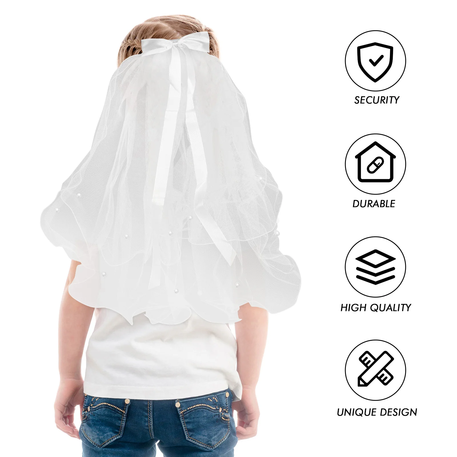 Блестящая двухслойная детская вуаль аксессуары для волос цветок с девочкой