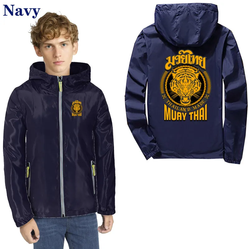 Мужская тонкая ветровка muay thai tiger Тайланд тигр Муай Тай с логотипом куртка на