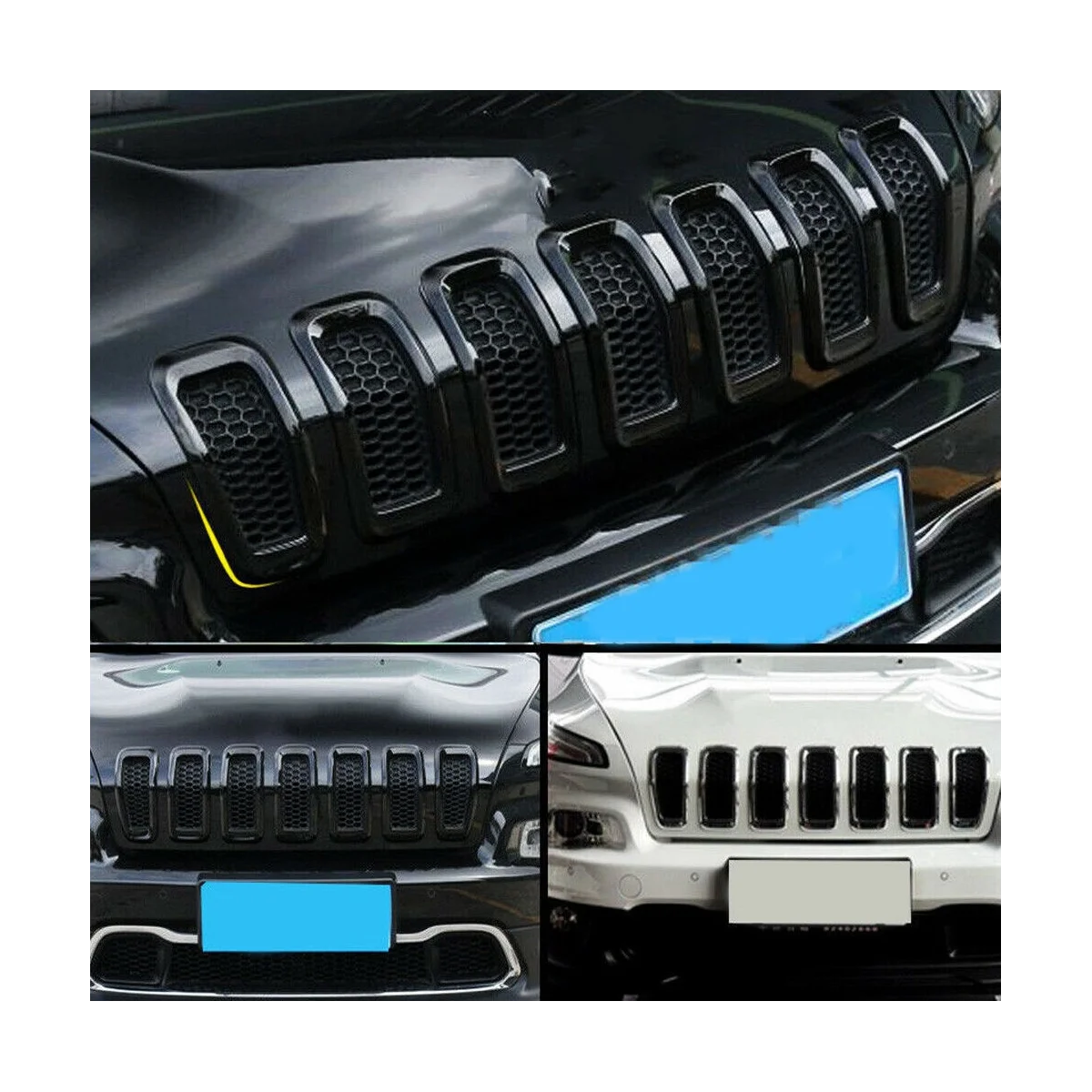 7 шт. сетка для центрального гриля переднего бампера Jeep Cherokee 14-18 (Серебристая)