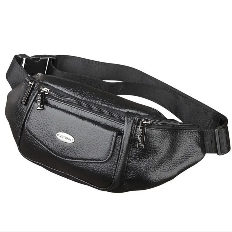 Men Genuine Leather Fanny Waist Bag Travel Hip Belt Cell Phone Case Purse Single Back Pack  Sling Chest Day Pack New