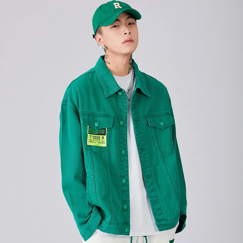 

Spring and Autumn Men's Denim Coat Street Trend Fashionable All-Match Long-Sleeved Jacket Loose Top