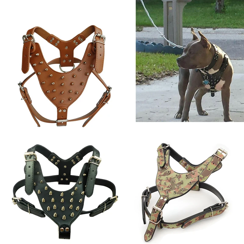 

Large Dog Harness PU Leather Spiked Studded Dog Harness Large Dog for Pit Bull Mastiff Boxer Bull Terrier Pet Supplies