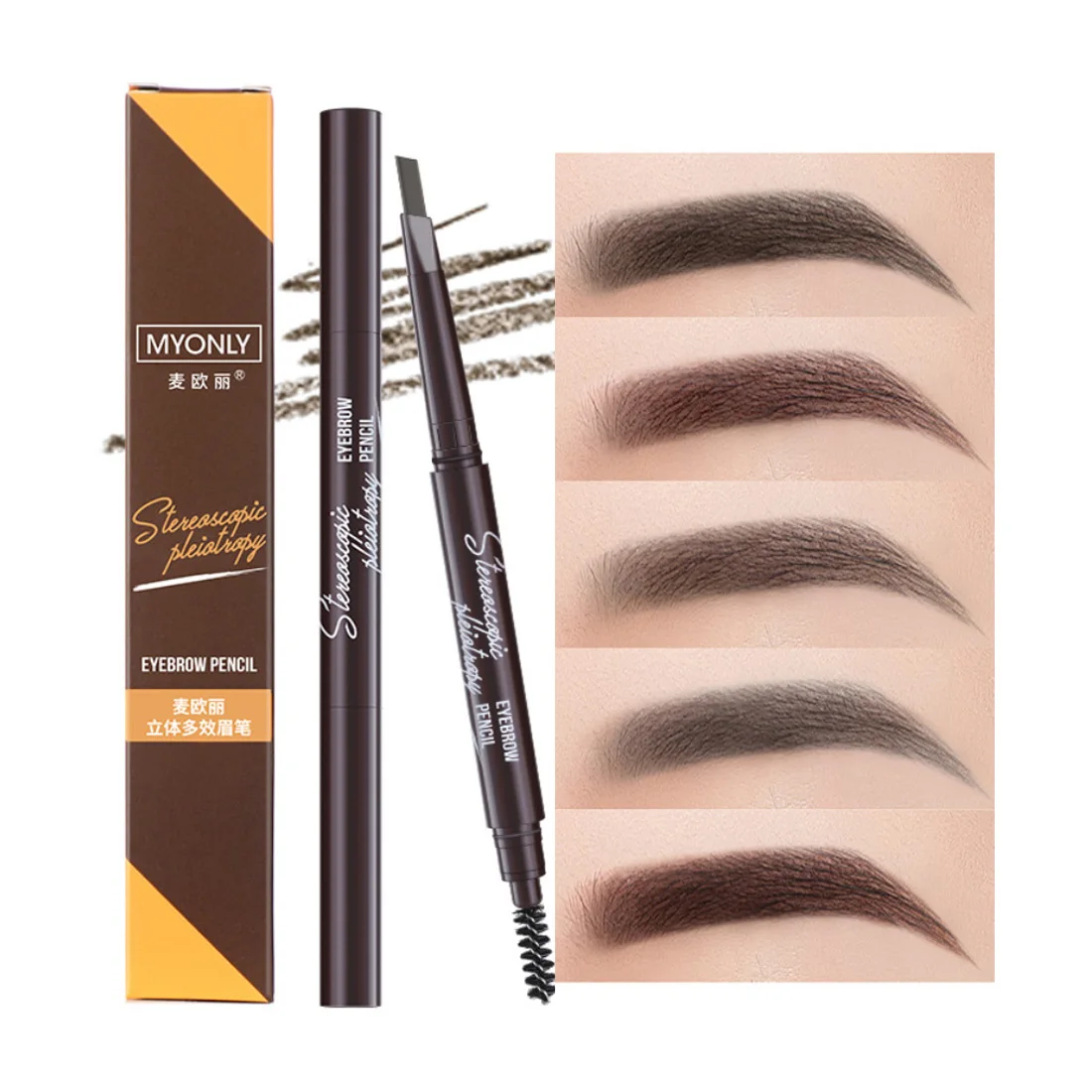 

Double Ended 5 Colors Eyebrow Pencil Tattoo Pen With Brush Long Lasting Waterproof No Blooming Rotatable Triangle Cosmetic Tool