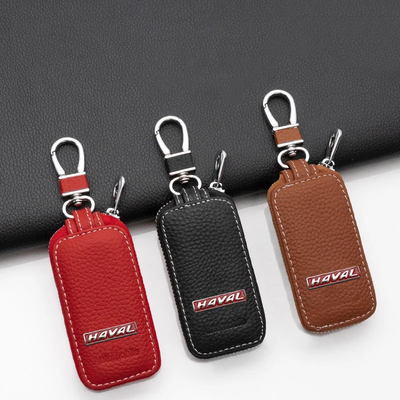 

Leather Car Key Bag Keyring Case Cover Auto Remote Holder Metal Buckle for Haval C50 E F5 F7X H1 H2S H4 H6 Coupe H7 H8 H9 IF M6