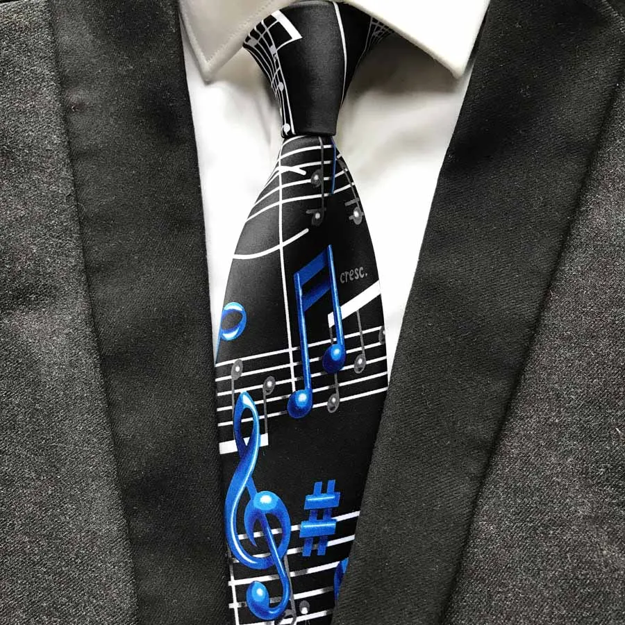 

New Designer Music Notation Tie Fashion Men Artist Musician Necktie for Concert Musical Theme Party