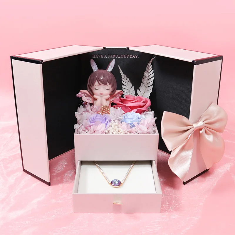 New Fashion Jewelry Display Boxes for Couple Anniversary Mother Day Accessories Necklace Earrings Storage Case for Girlfriend