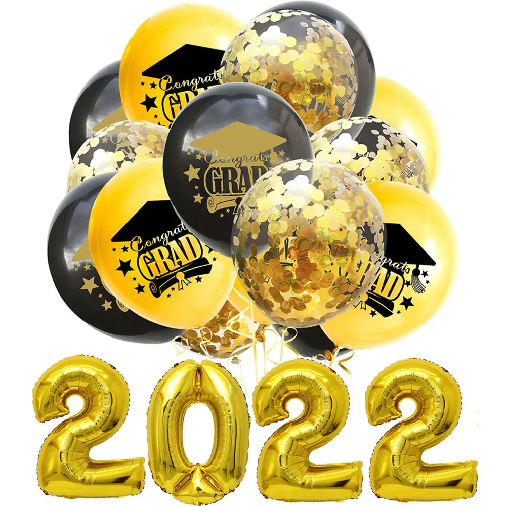 2022 воздушные шары на выпускной набор золотой латексный шар с конфетти