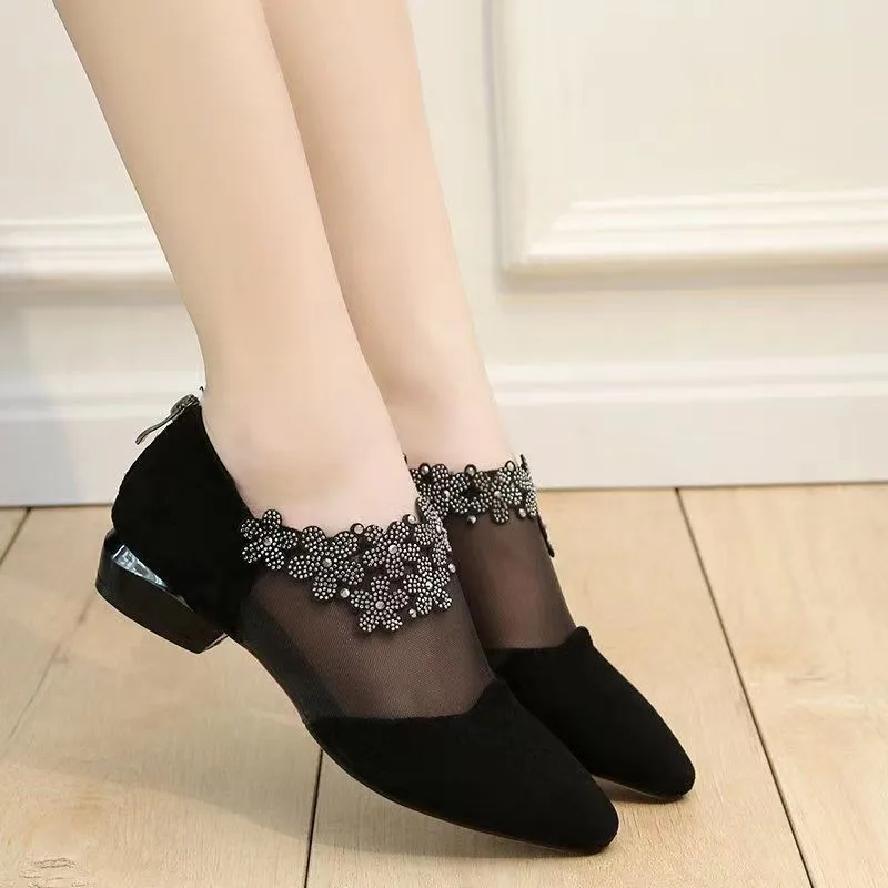

Women's Low Heel Sandals Summer Heeled Shoes Elegant Office Luxury Best Selling Products Comfortable Pointed Toe Free Shipping