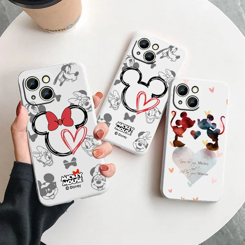 

Disney Cute Mickey Minnie For Samsung Galaxy S23 S22 S21 S20 FE Ultra Plus S10 Lite 5G Liquid Rope Phone Case