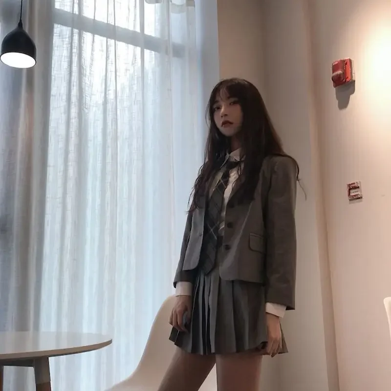 Женский костюм в Корейском стиле шикарный пиджак-рубашка с галстуком ретро и