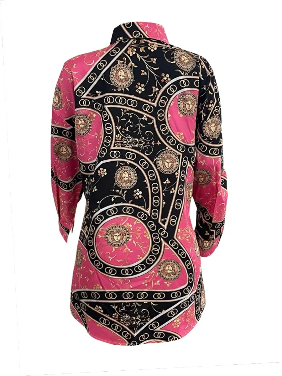 LW Plus Size dresses Tribal Mixed Print Shirt Dress long sleeve Women Shirt Dress Summer Mini Dress Beach Dress Vestidos