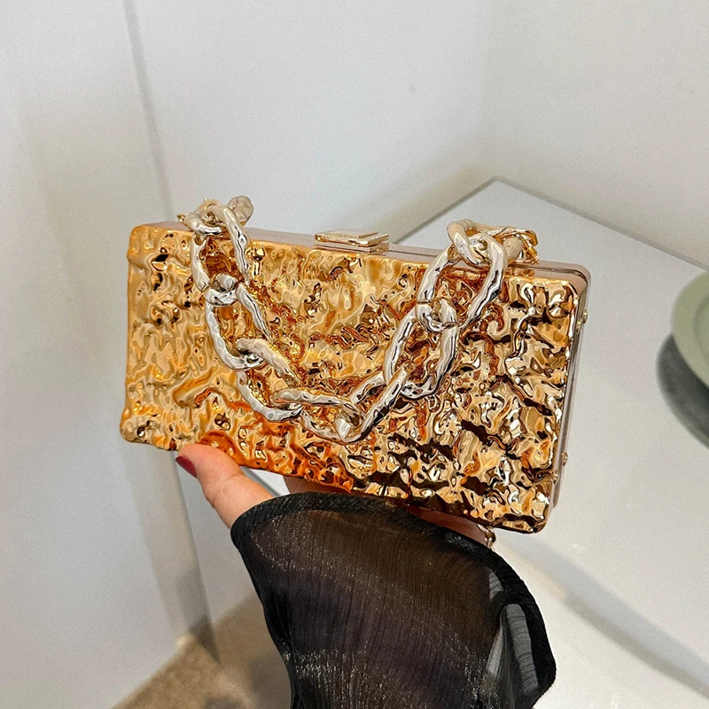 

Luxury Gold Silver Women Party Evening Bag For Women Chain Clutch Handbag Purse Acrylic Transparent Crossbody Shoulder Bag Mini