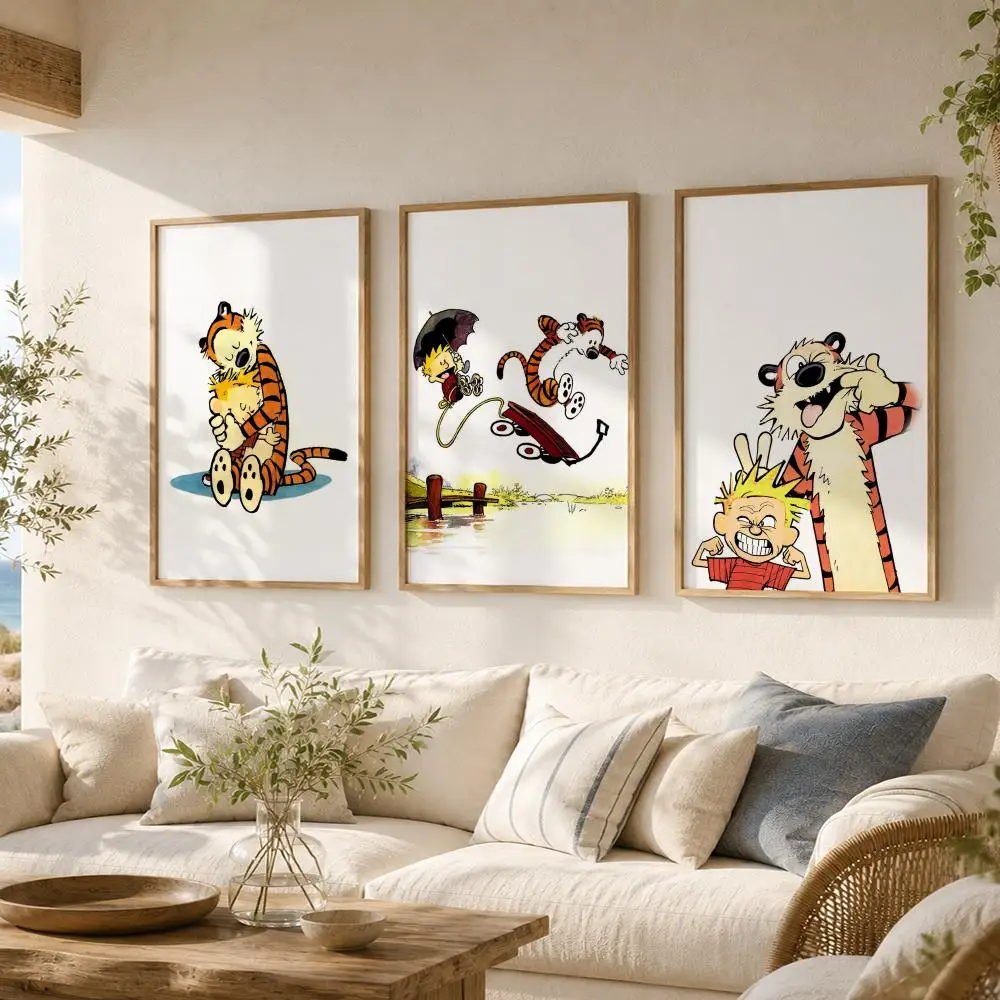 Фото Постеры-наклейки C-Calvin and H-Hobbes, HD-печать, самоклеящиеся, для спальни, гостиной, домашнего декора, современные настенные наклейки, подарок №3