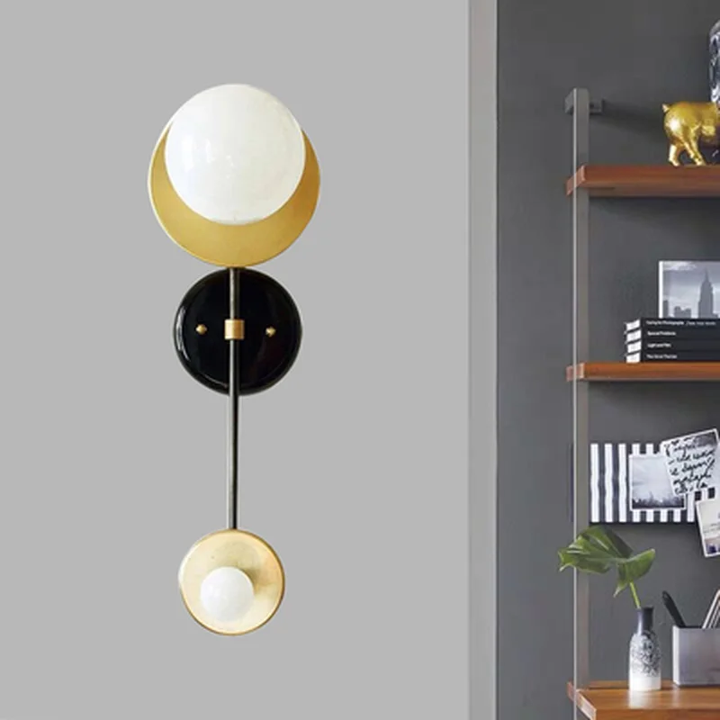 2019 NEW Nordic new modern minimalist style living room bedroom corridor brass wall lamp model room Creative wall l