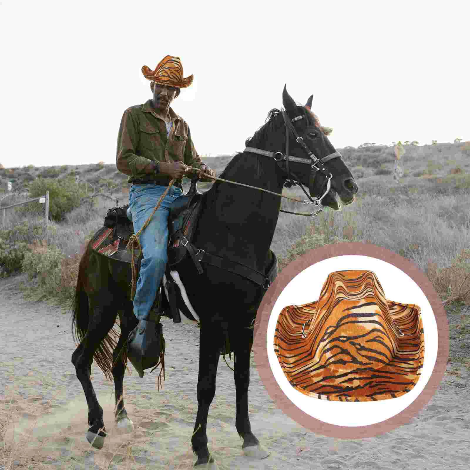 

Tiger Cowboy Hat Animal Theme Novelty Faux Tiger Print Cowboy Hat Party Decorative Hat