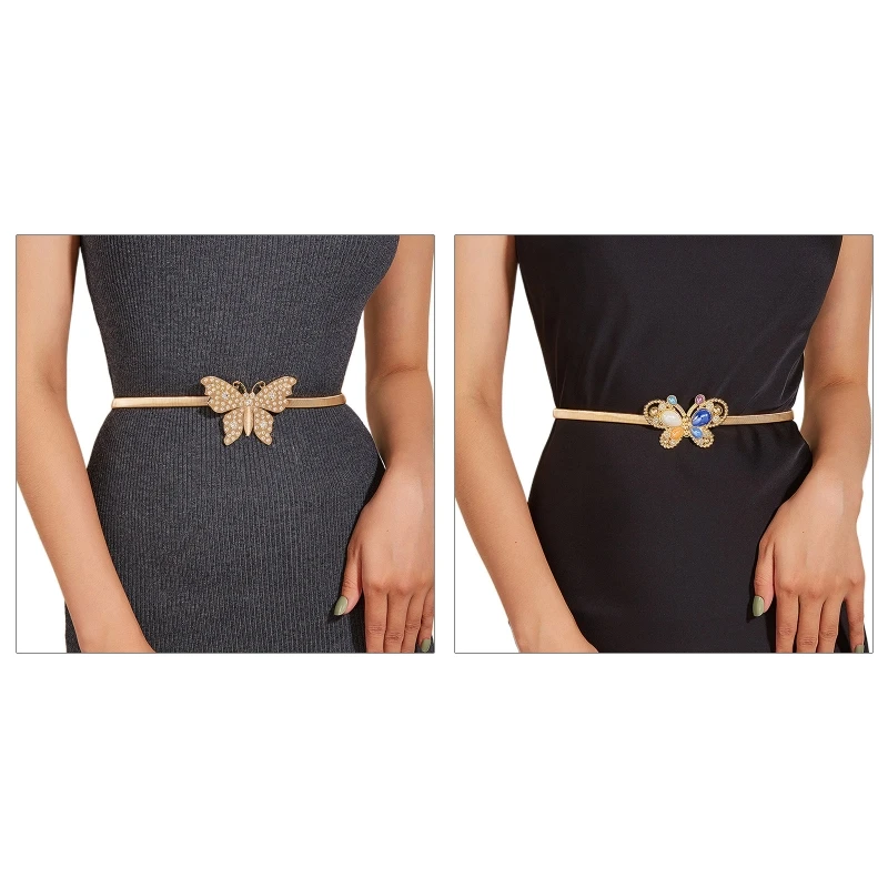 

Waist Strap for Women Shinning Rhinestone Butterfly Buckle Waist Belt Dainty Jean Chain Women Summer Skirt Dress Decors