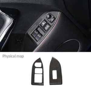 Real Carbon Fiber Car Interior Accessories Control Window Lifting Button Switch Panel Cover For Subaru BRZ Toyota GT86 2012-16