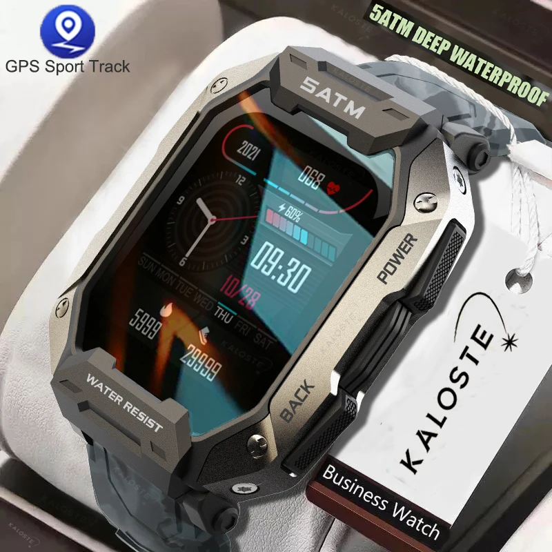 KALOSTE Outdoor militar 5ATM Waterproof watches Bluetooth Smartwatch Sport For Men watch 2022 new clock For xiaomi realme huawei