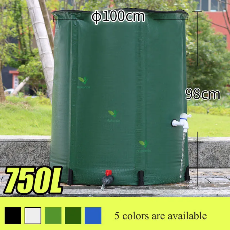 VOKANDA 750 Liter 200 Gallon Water Storage Tank Collapsible Barrel Rainwater Recovery Collector Bucket for Home Garden Watering