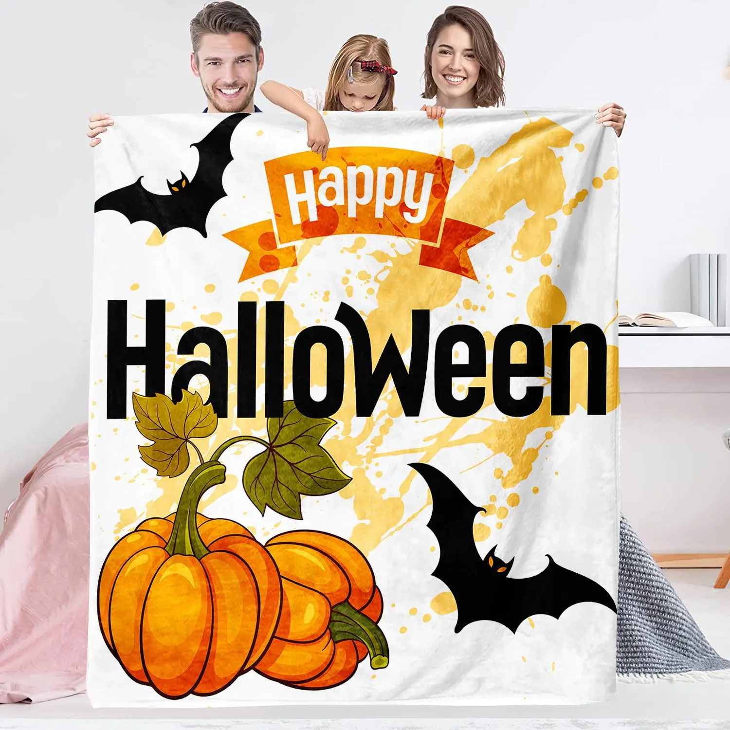 

Фланелевое Одеяло для Хэллоуина, одеяло с ужасами и тыквой, одеяло с воздушным кондиционированием и принтом