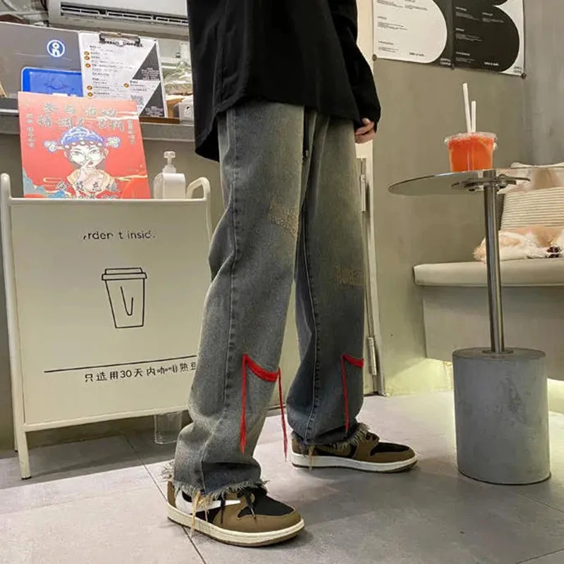 Y2K Casual Jeans Oversize Straight Leg Baggy Pants Vintage Old Style Trend Embroidered Trousers Mens Womens Hip Hop Streetwear