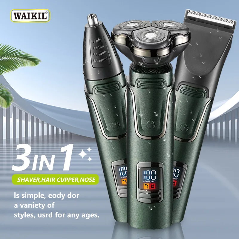 

New Multifunctional Body Wash Three-in-one Electric Shaver LCD Digital Display USB Rechargeable Razor Hair Trimmer