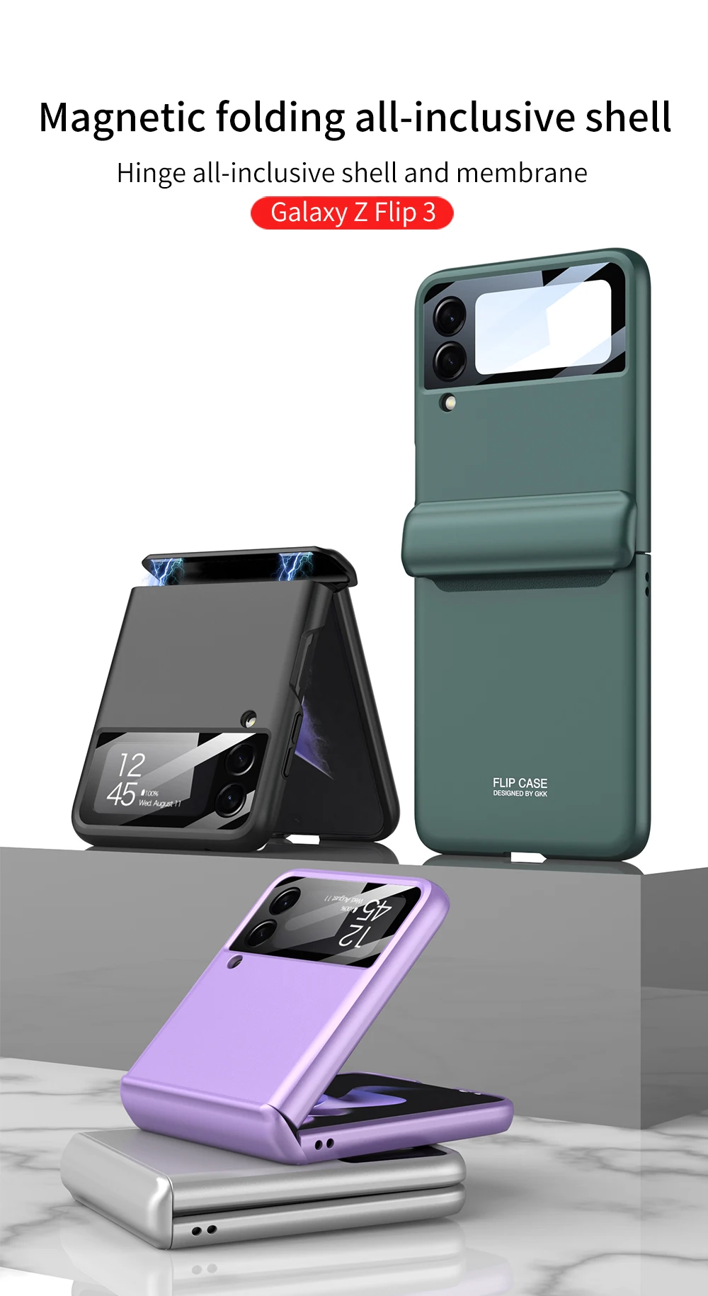 

Флип-чехол для Samsung Galaxy Z, 3 дюйма, с шарниром, полная защита, ультратонкий бронированный противоударный жесткий чехол для телефона из поликар...