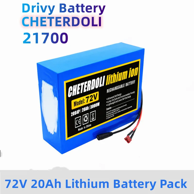 Drivy72V 20Ah 21700 Lithium Battery Pack 20S4P 84V Electric Bicycle Scooter Motorcycle BMS 3000W High Power Battery + 3A Charger