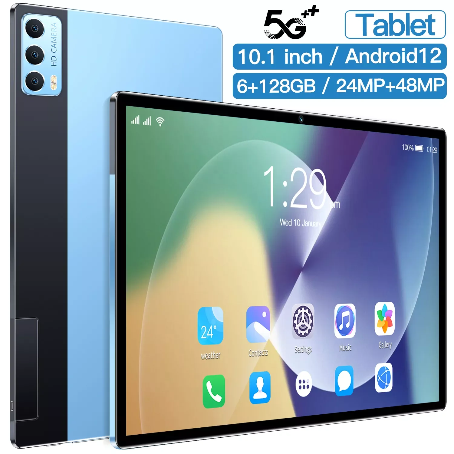 

Планшет на Android 12, восемь ядер, экран 10,1 дюйма, 6 ГБ + 128 ГБ