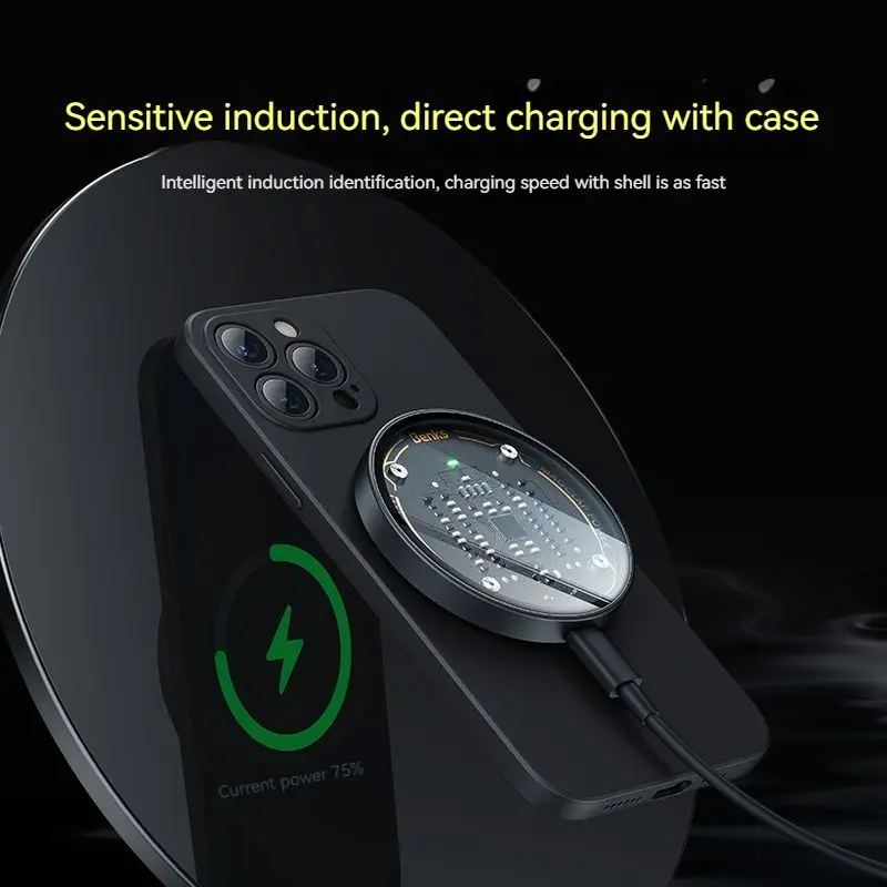 Benks 15W Fast Charge Transparent Magnetic Wireless Charger Visible Power Charger For iPhone 12 13 Series Ultra Slim Portable