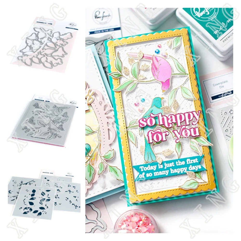 

2022 Botanicals Butterflies Cutting Dies and Stamps Layering Stencils Diy Craft Paper Cards Scrapbooking Decor Embossing Molds