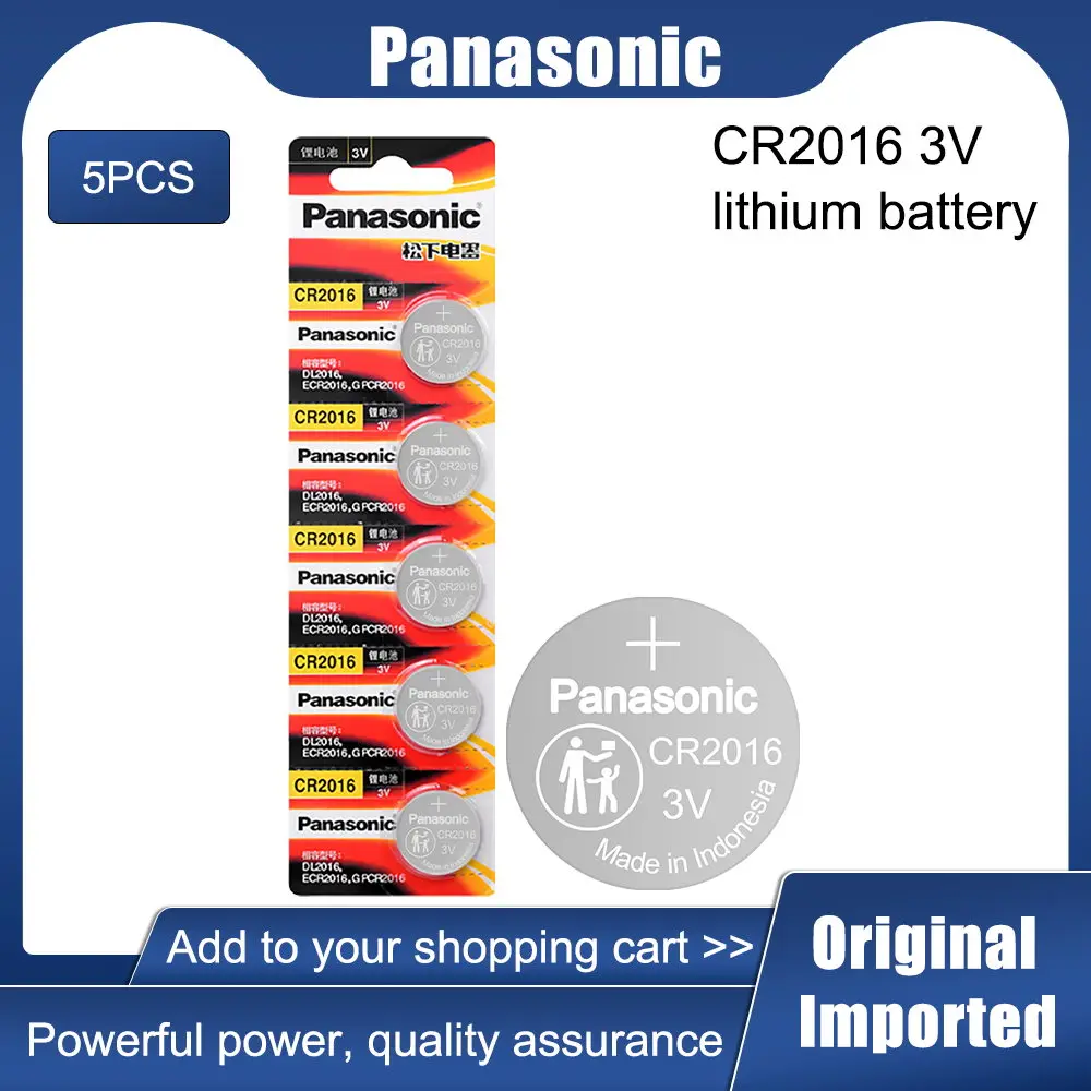 

Hot sale PANASONIC 5pc original cr2016 BR2016 DL2016 LM2016 KCR2016 ECR2016 3v button battery coin lithium battery for watch toy