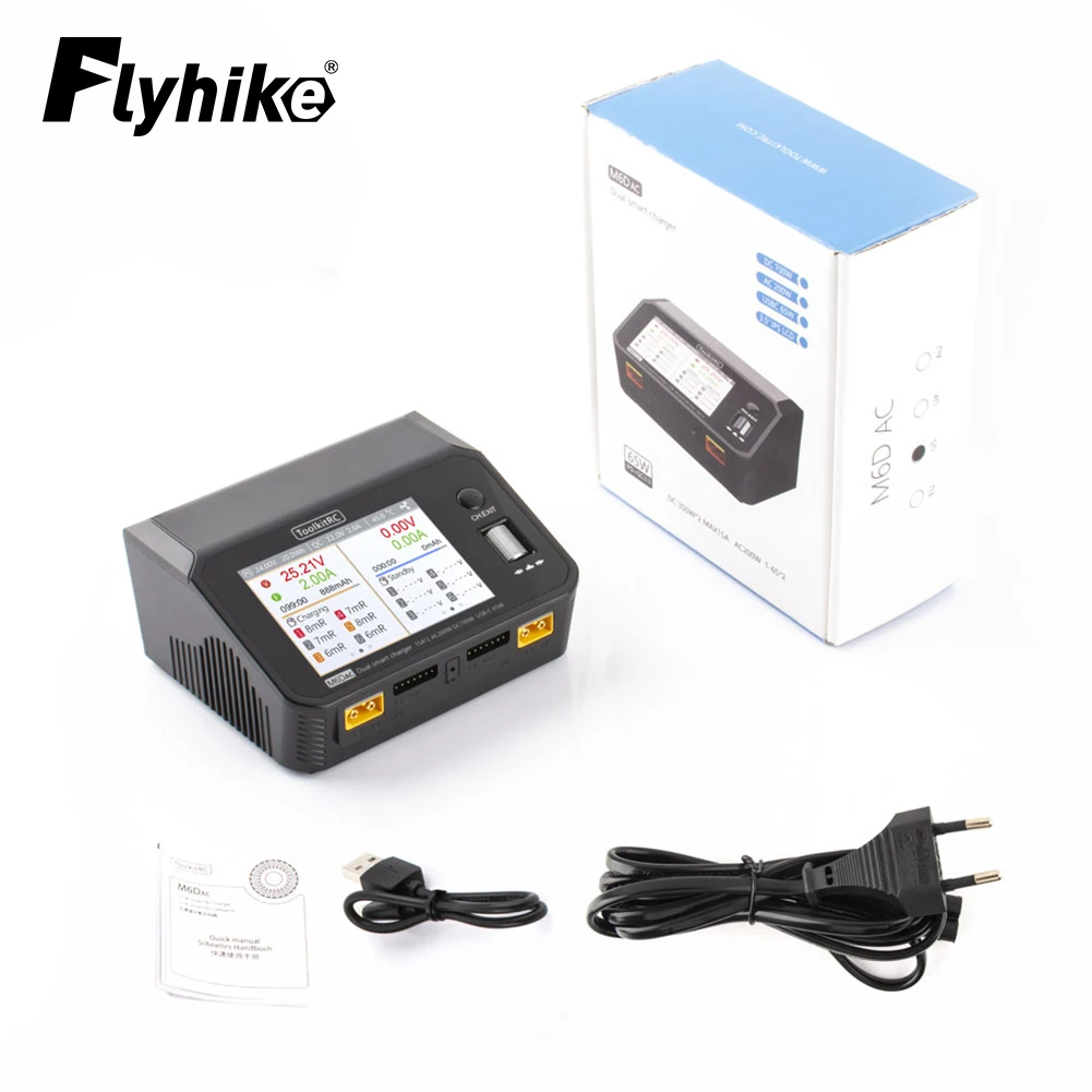ToolkitRC M6DAC Зарядное устройство 350 Вт USB-C 65 AC DC Dual Smart Charger Balance 15A для 1-6S Lipo LiHV Lion NiMh Pb