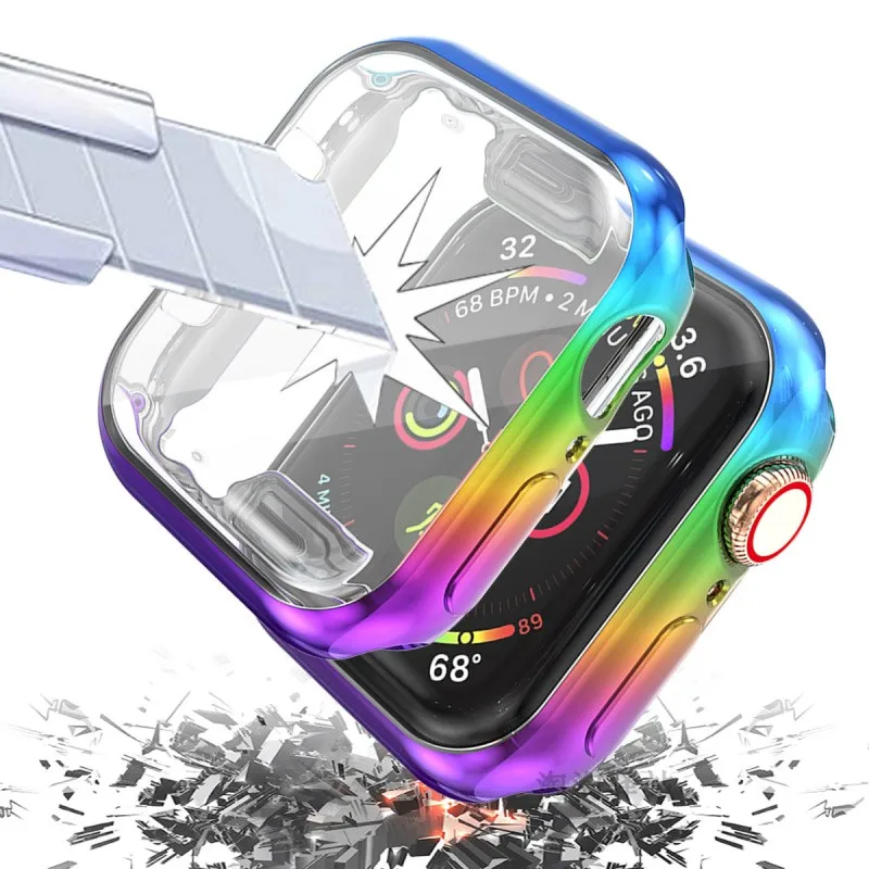 Защитный чехол TPU для Apple Watch 7 45мм 41мм 6 5 SE 44мм 40мм, устойчивый к ударам и царапинам, умный чехол iWatch 3 2 42мм 38мм.