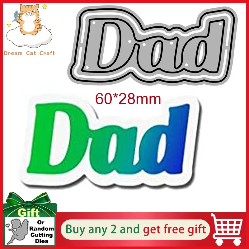 

Dad Words Dies Father's day Metal Cutting Dies Stencils For DIY Scrapbooking Decorative Embossing Handcraft Die Cutting Template