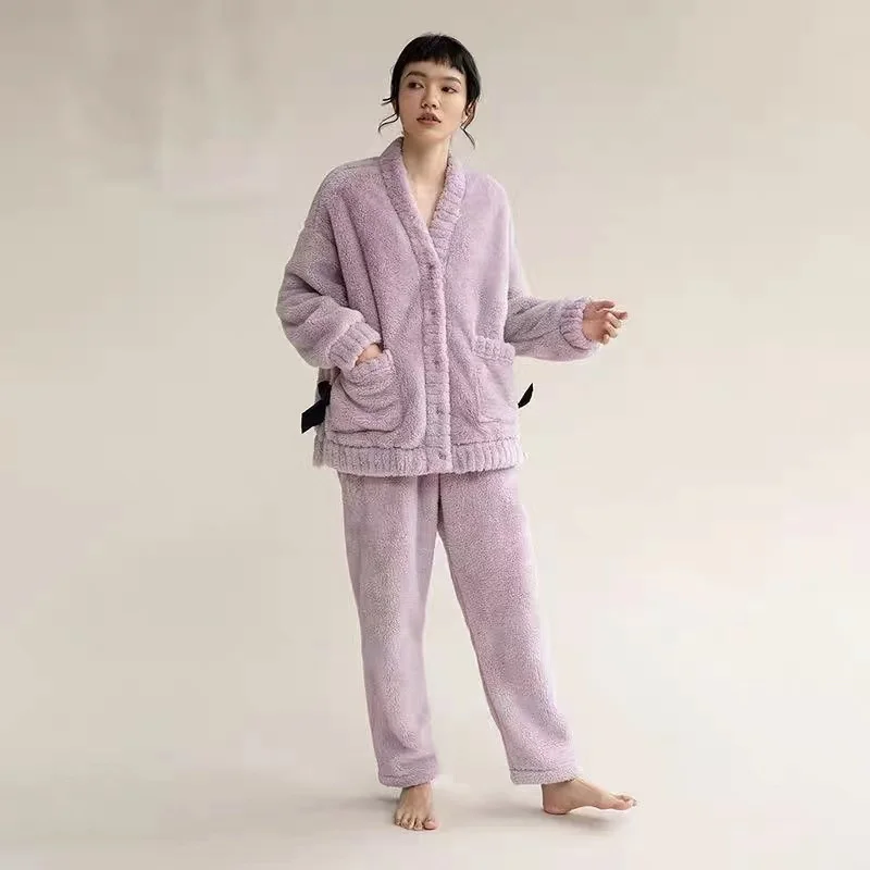 Женская бархатная пижама из кораллового бархата новинка 2022 утолщенная большая