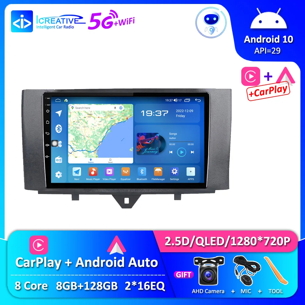 Icreative Android 10 Car Stereo For Mercedes Benz Smart Fortwo 451 2010 - 2015 DSP Multimedia Video Player CarPlay Autoradio GPS