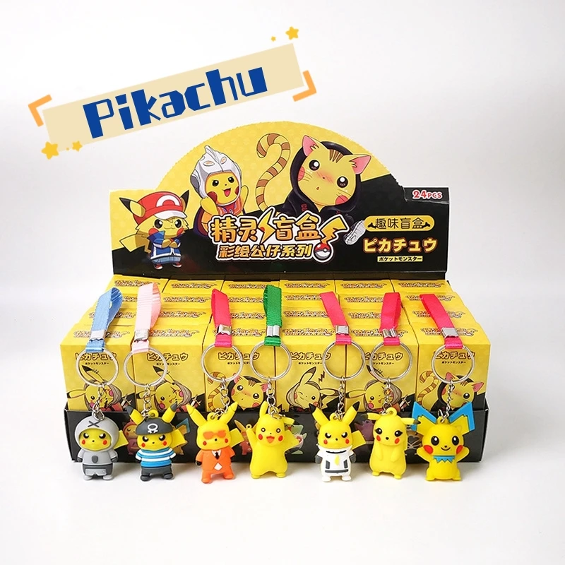 

24Pcs/Set Random Pokemon Model Kawaii Pikachu Keyring Cute Action Figures for Children Toys Gifts Pendant