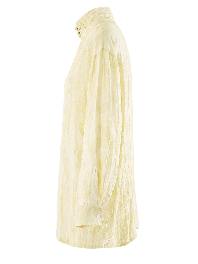 [EAM] Женская серая тонкая винтажная блузка большого размера с пряжкой новая